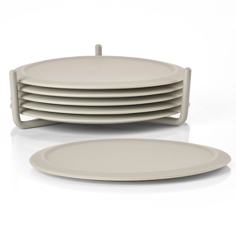 Glassbrikker 6 stk med holder, natur