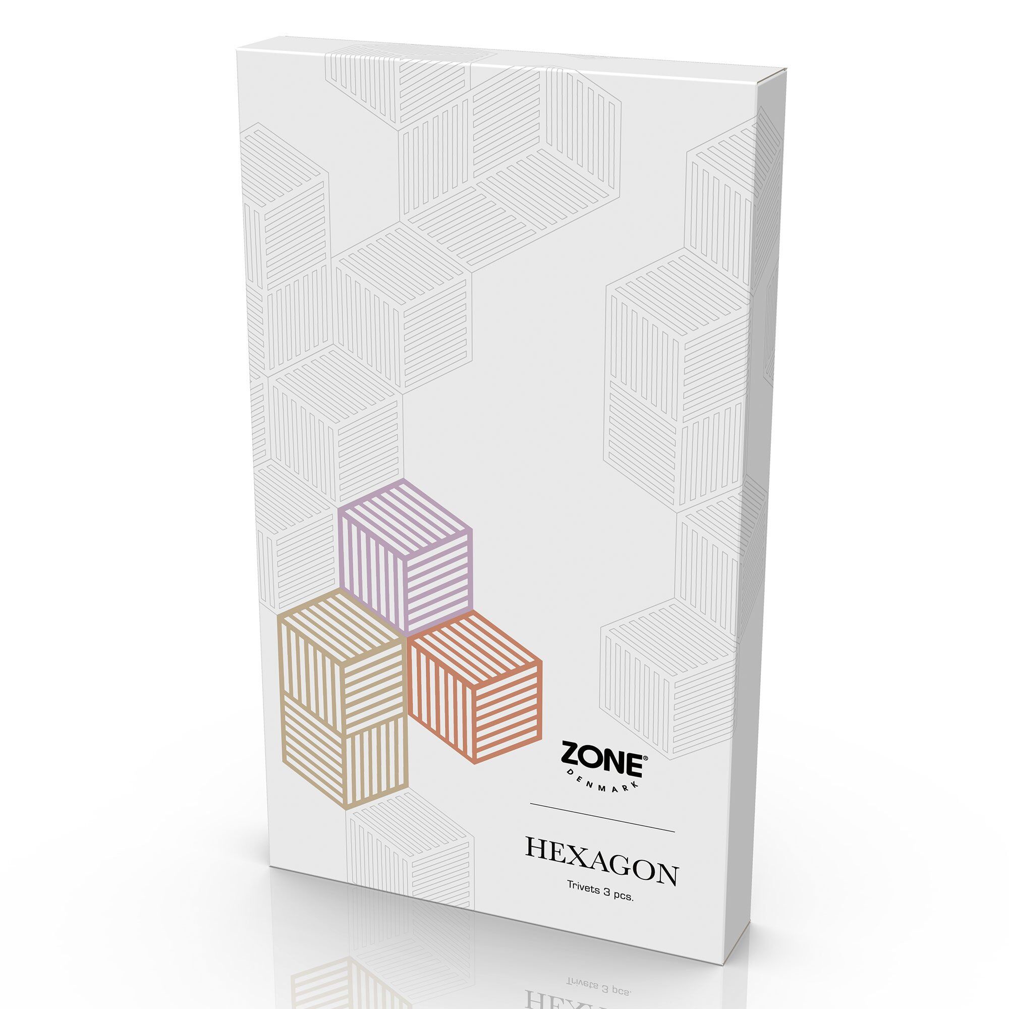 Alternativ bild 1 för Zone - Hexagon Grytunderlägg 3-pack 24 cm Lupine/Warm Sand/Light Terracotta