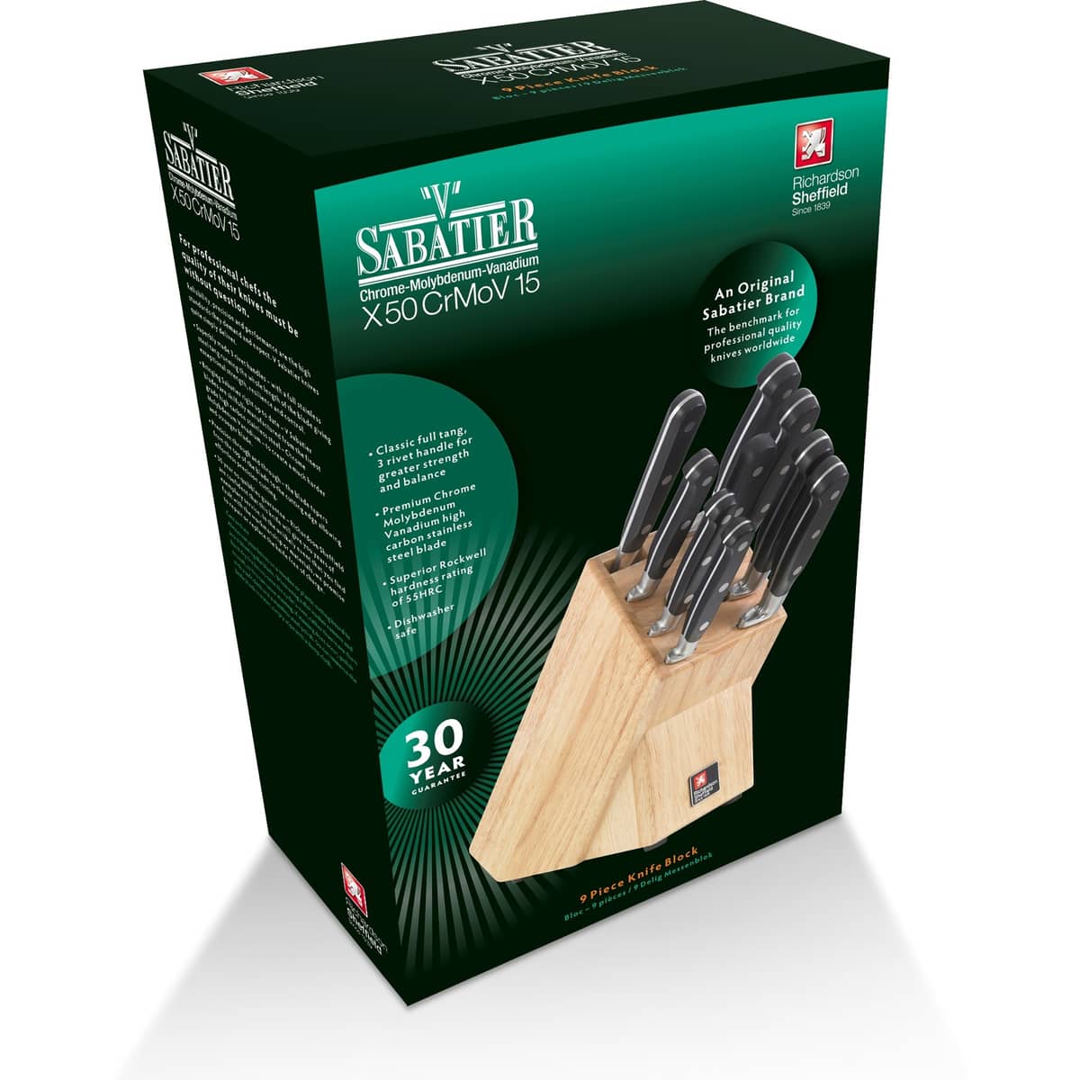 Origin knivset med knivblock, 9 delar