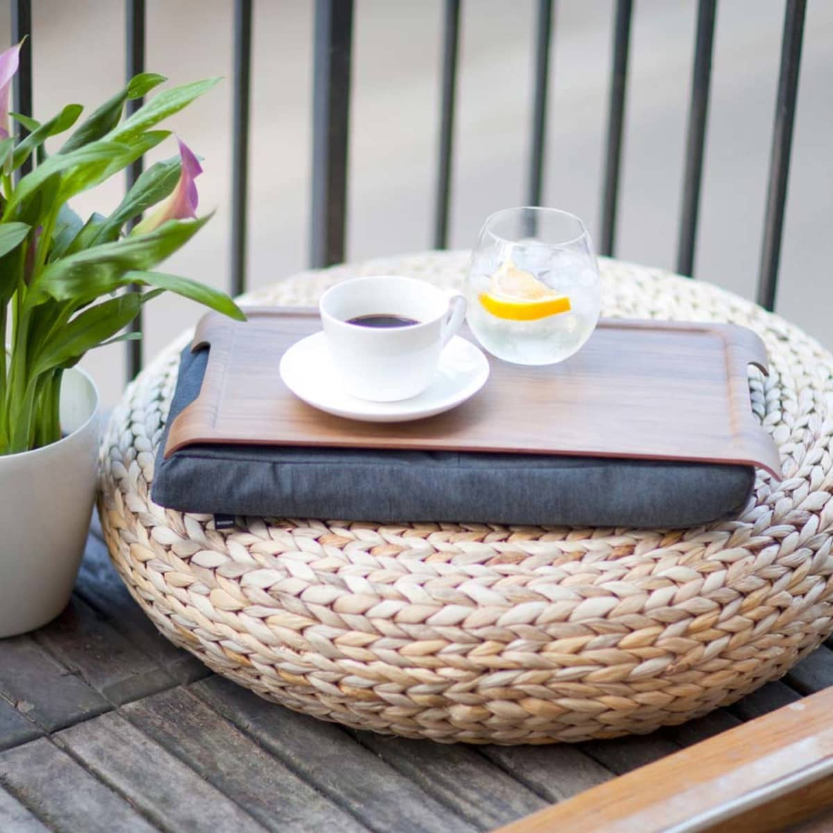 Mini Laptray Knäbricka Valnöt/Grå