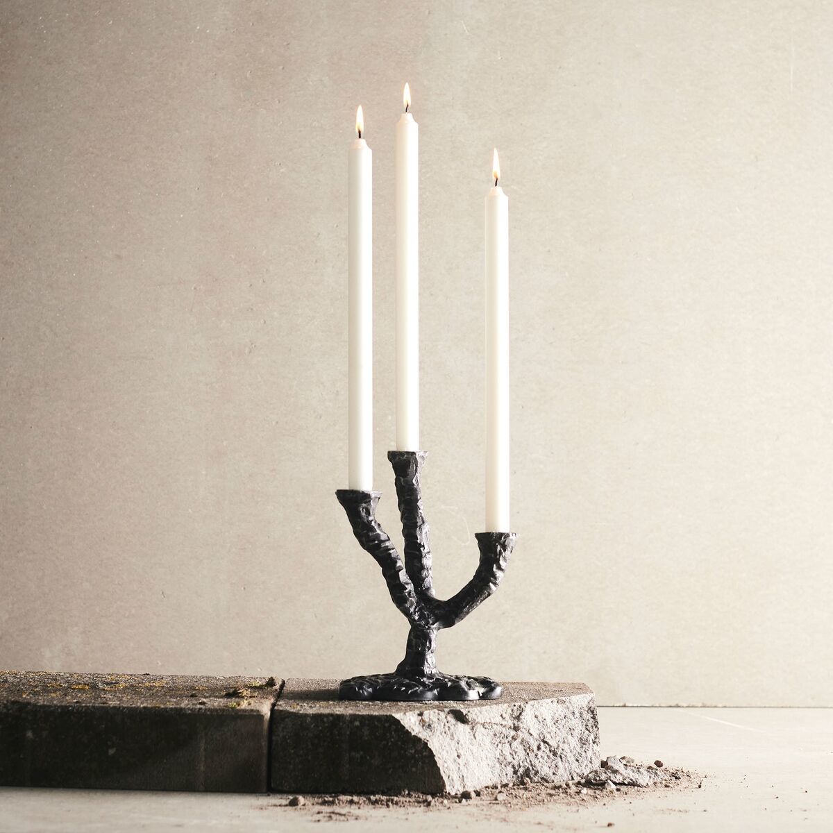 Ava lysestake, antique dark grey