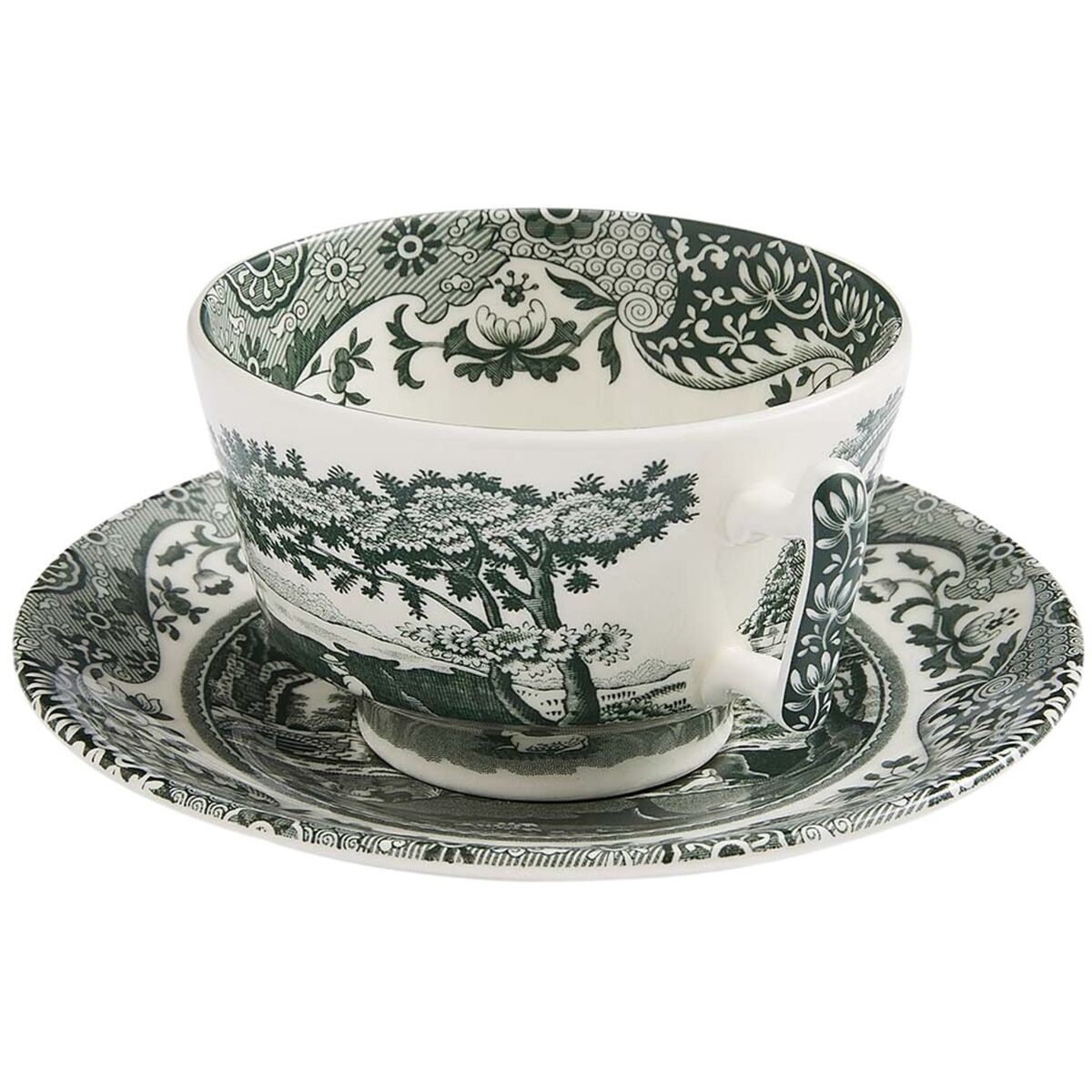 Heritage Green Italian tekopp med fat 20 cl, grønn/hvit