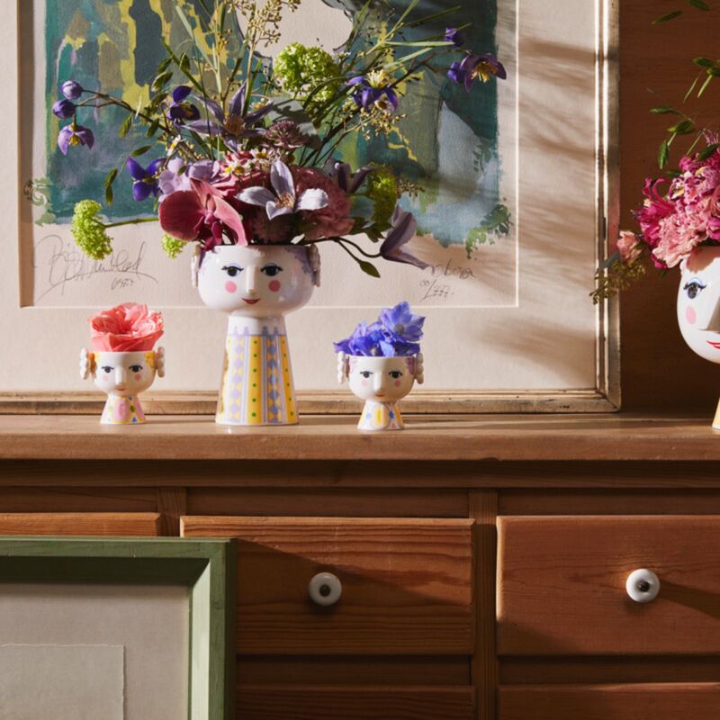 Eva kynttilänjalka  Ø6,5, keltainen/laventeli, 2 kpl.