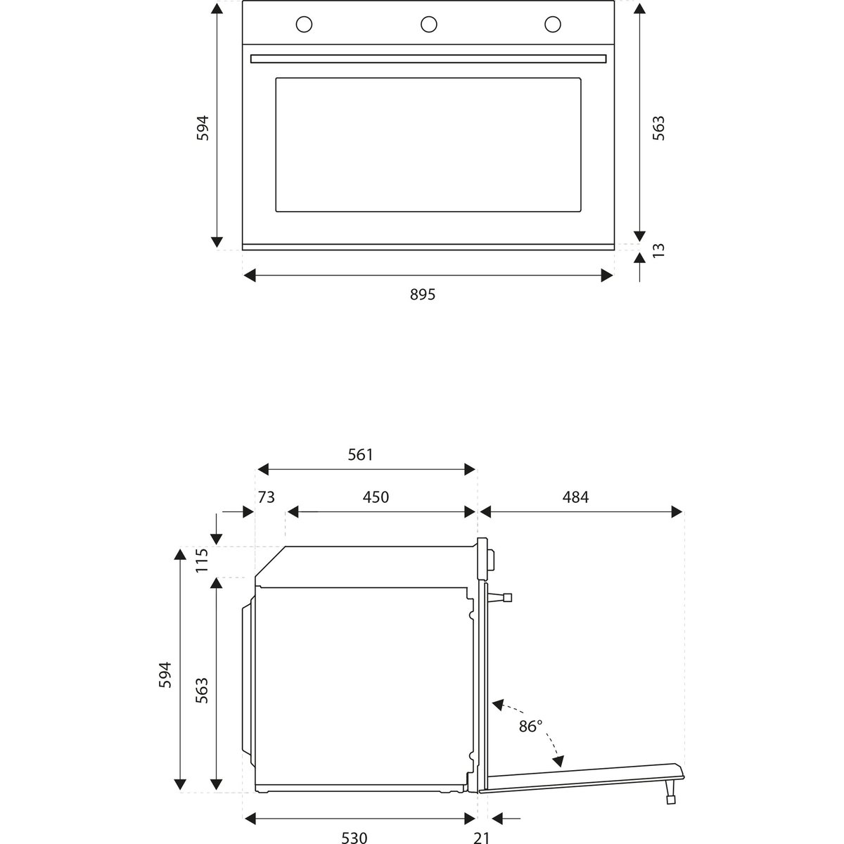 Professional F909PROEX inbyggnadsugn 90 cm, rostfri