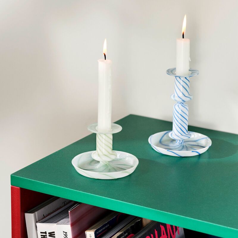 Flare Stripe Milk lysestage, small, grøn