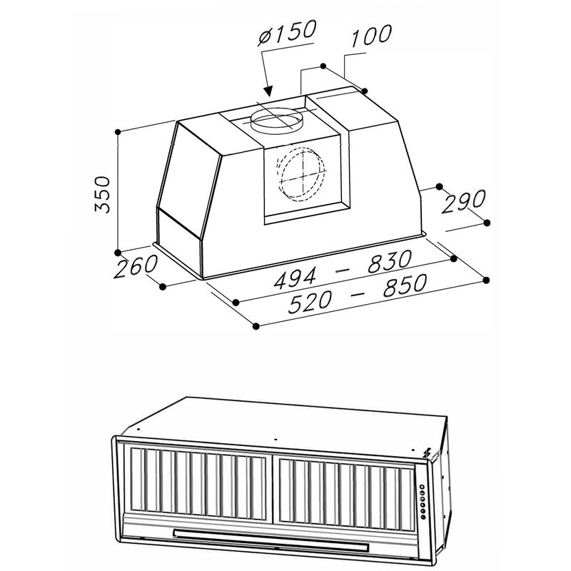 Proud 85-2 innbygningsventilator til overskap