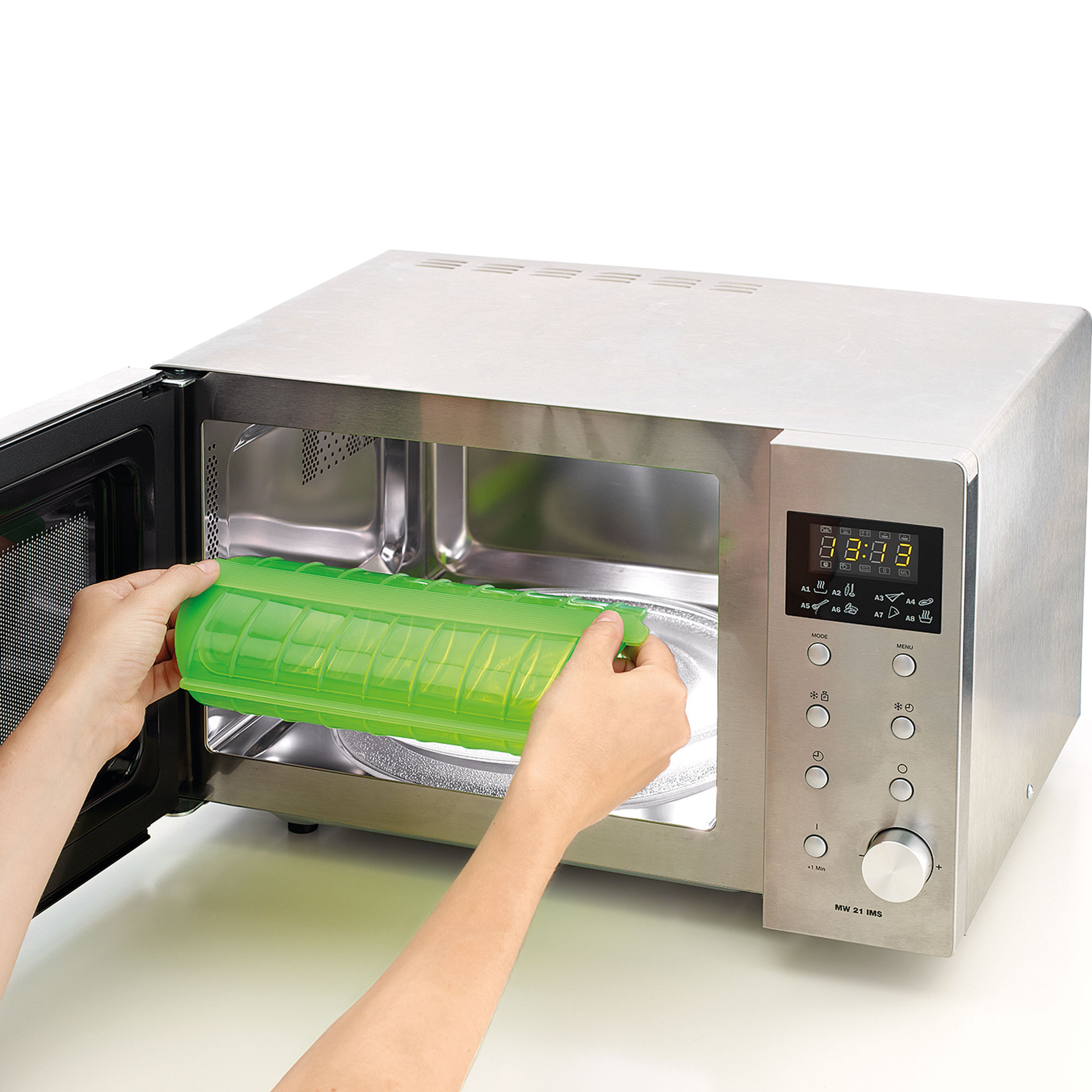 Ångkokare till mikrovågsugn, grön