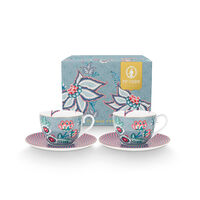 PIP Studio Flower Festival cappucinokopp 2-pack, blå