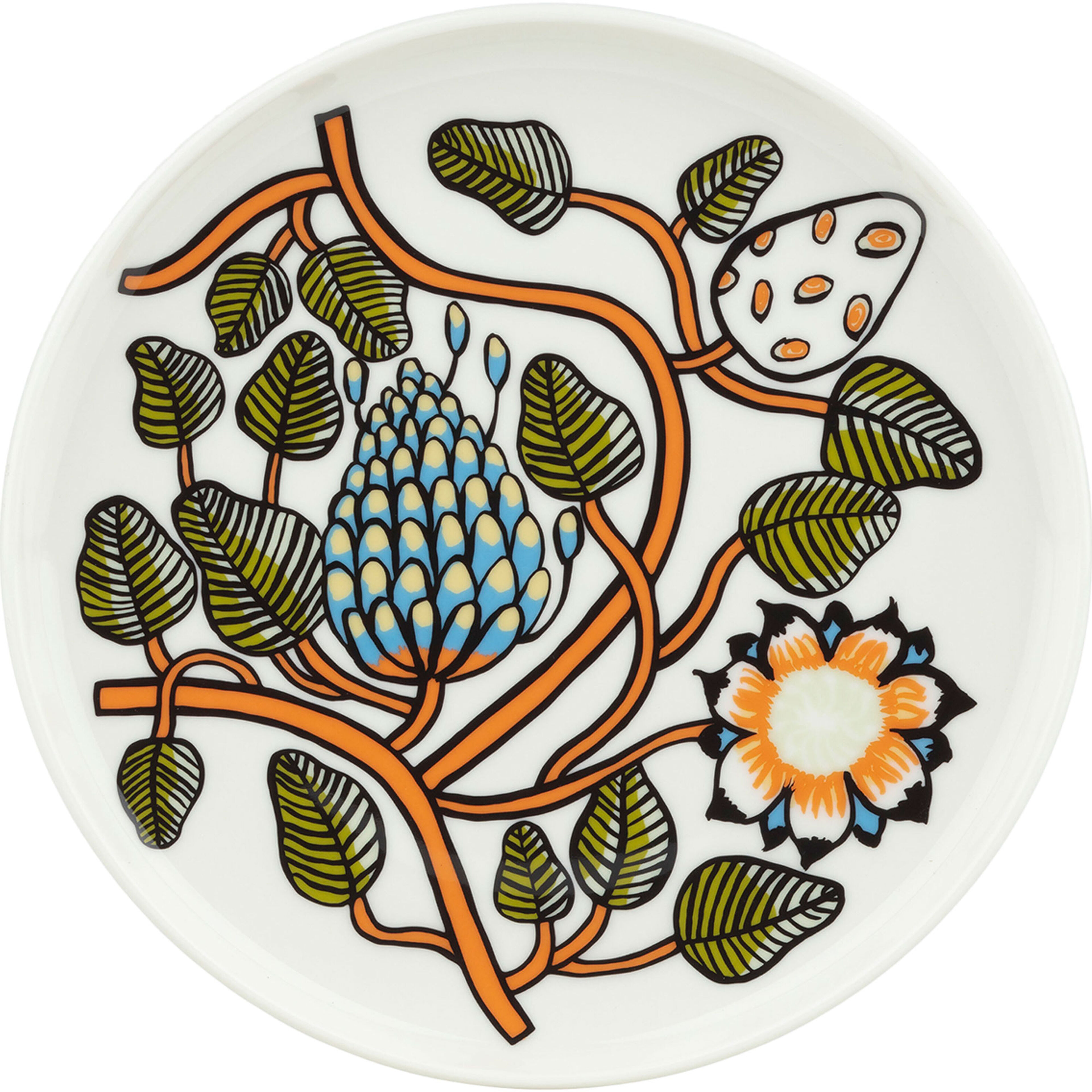 Marimekko Tiara lautanen 20 cm, valkoinen/oranssi/vihreä