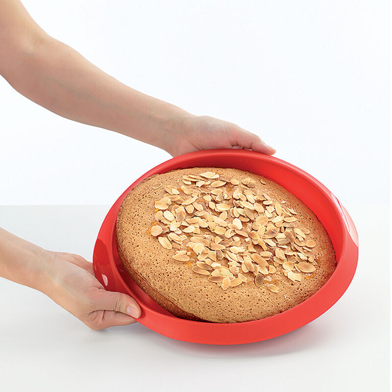 Rund kakform i silikon 26 cm, röd