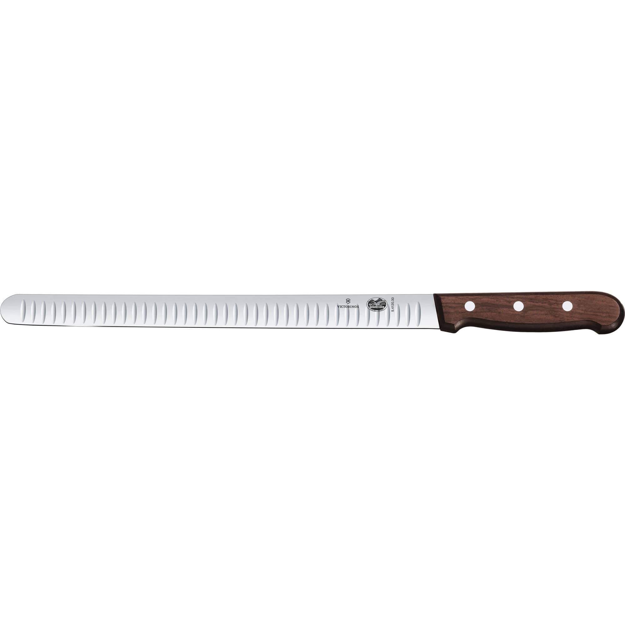 Lakse Skinkekniv Olivenskåret Med Maple Wood Skæfte 30cm