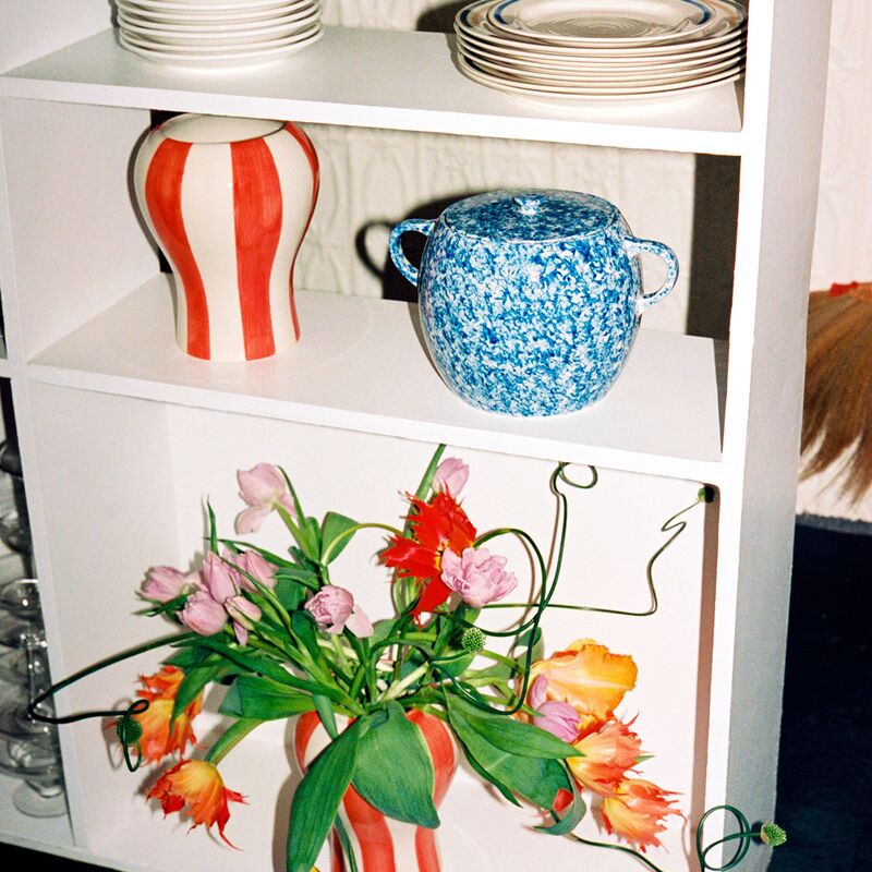 Sobremesa Stripe vase, small, rød