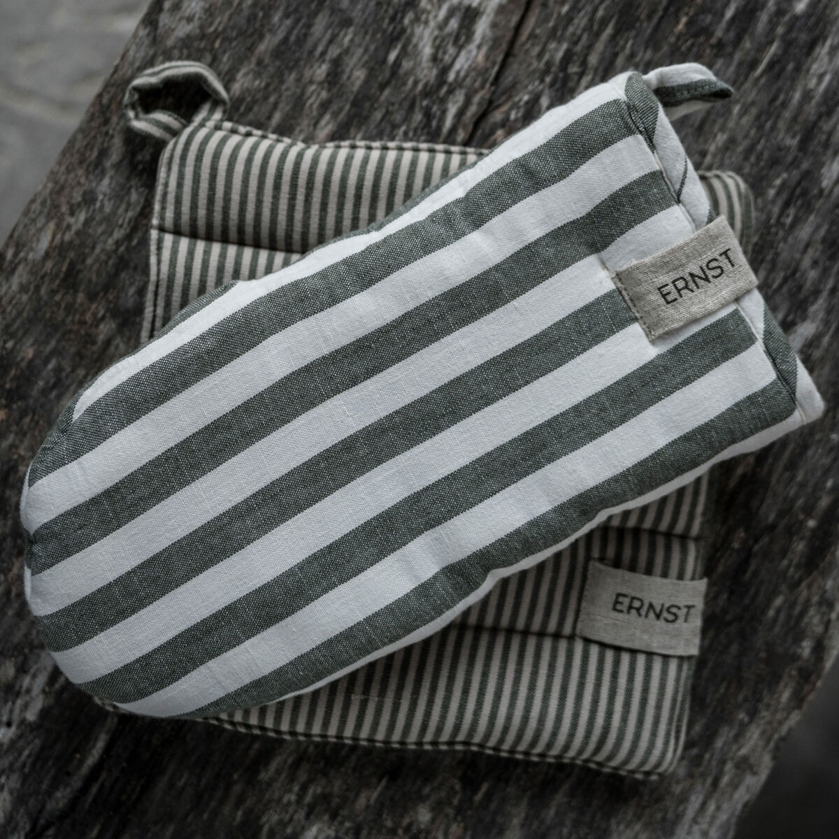 Ovnhandske stribet, grøn/beige