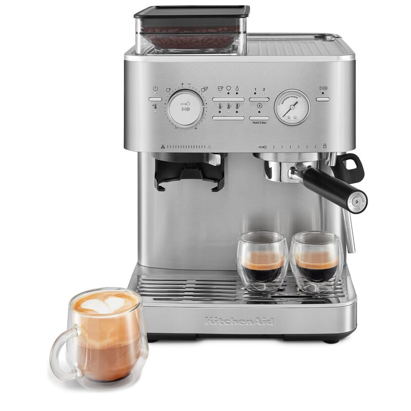 Espressomaskin med kaffekvarn, stainless steel