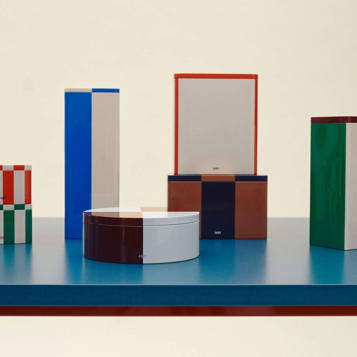 Hay Opbevaringskrukke Plade Slim Blå Off-White