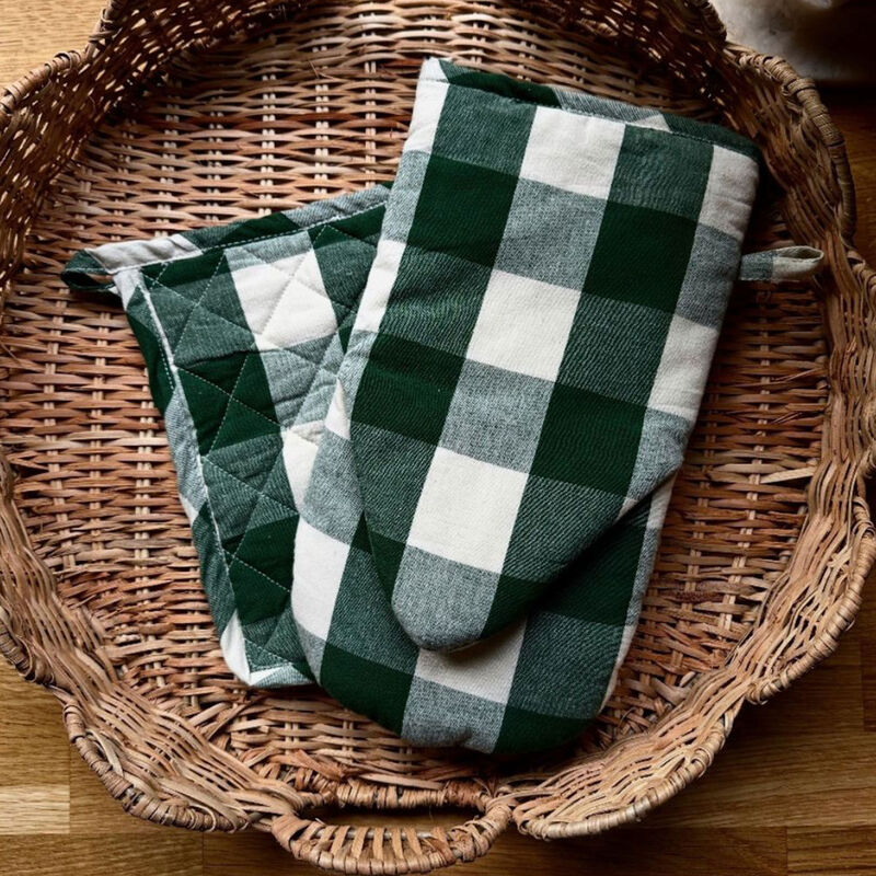 Elsa grytlapp 20×20 cm, grön/beige