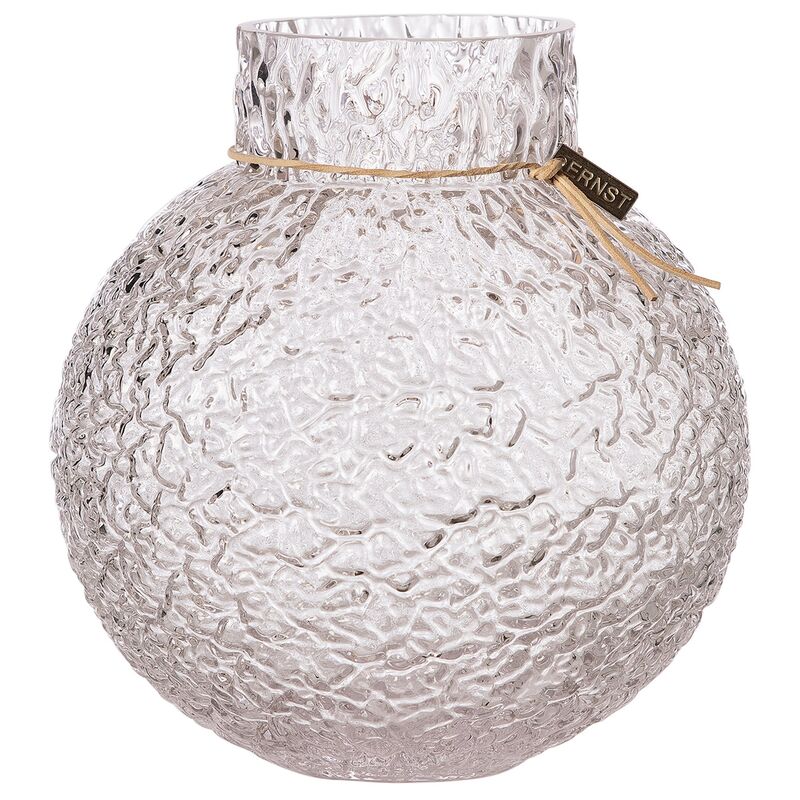 Pyöreä lasimaljakko, jossa kuvioitu rakenne, 22 cm