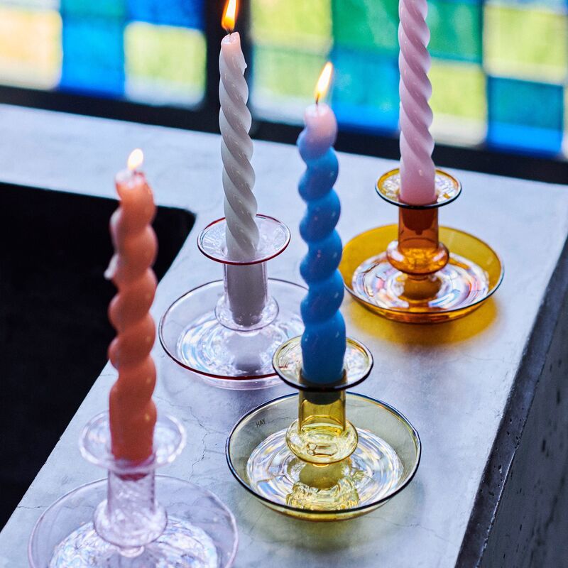 Stripe ljusstake, rosa