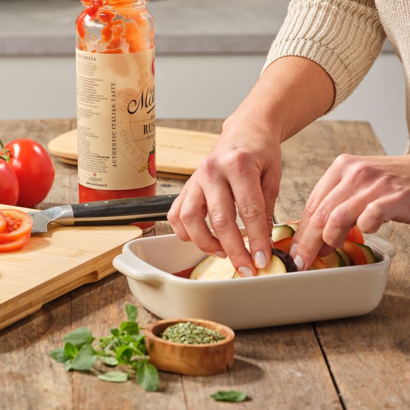 Ugnsform med lock 26x15,5x6,5 cm, creme