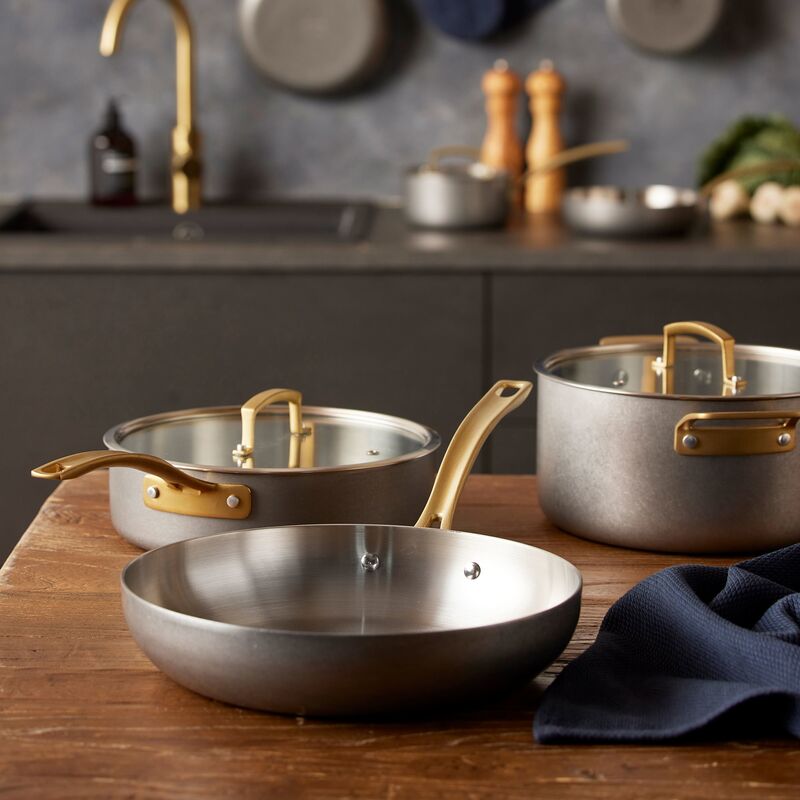 traktörpanna med lock 24 cm, rostfritt stål