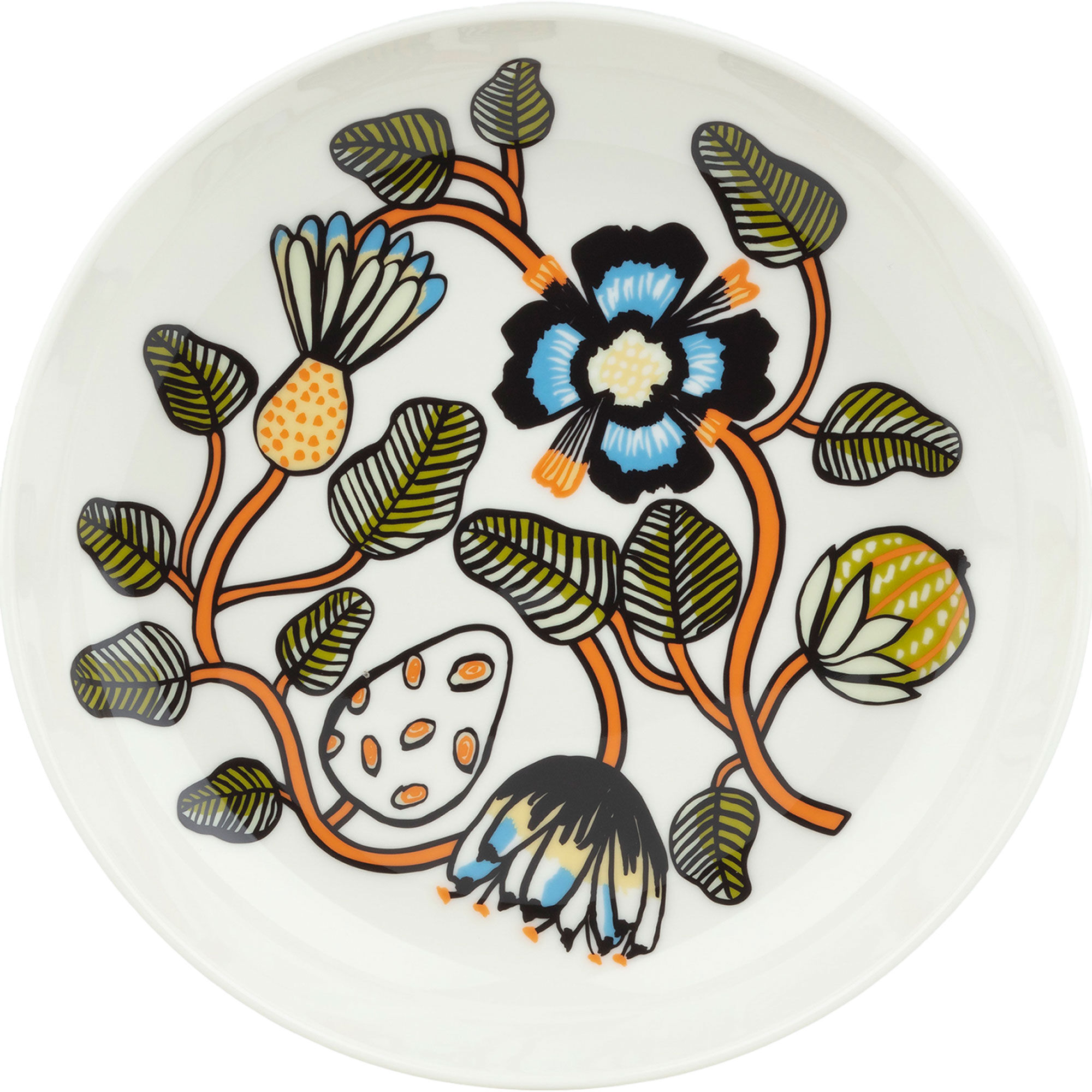 Marimekko Tiara dyb tallerken 20,5 cm, hvid/grøn/orange