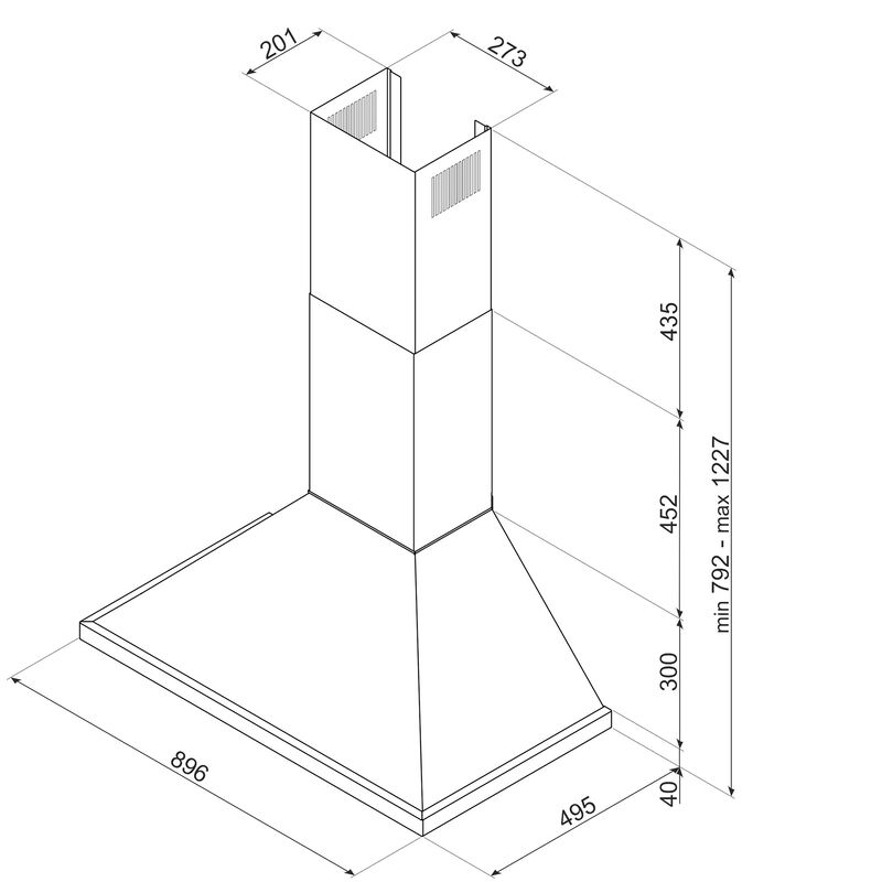 Classic induktionsspis med köksfläkt 90 cm, mattsvart
