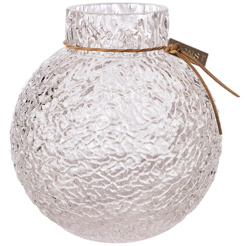 Pyöreä lasimaljakko, jossa kuvioitu rakenne, 14 cm