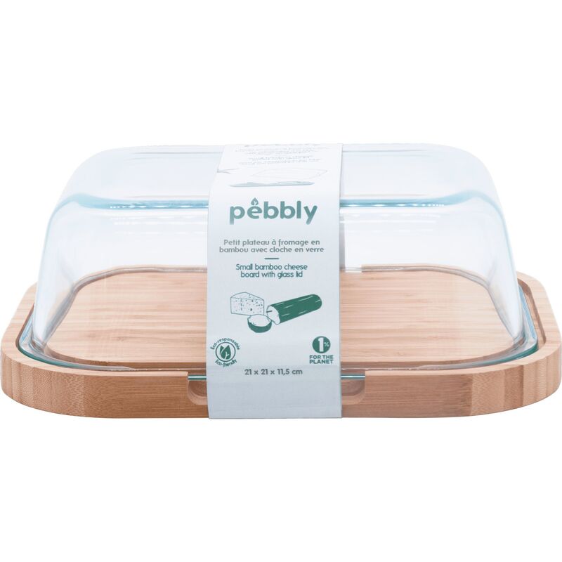 Osteklokke 27 x 21,5 x 9,5cm, glass/bambus