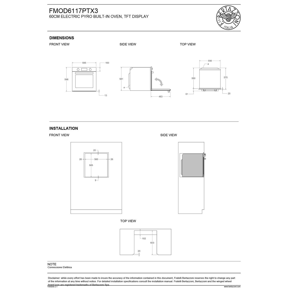 FMOD6117PTX3 Modern innbyggingsovn med pyrolyse 80 liter, rustfritt stål