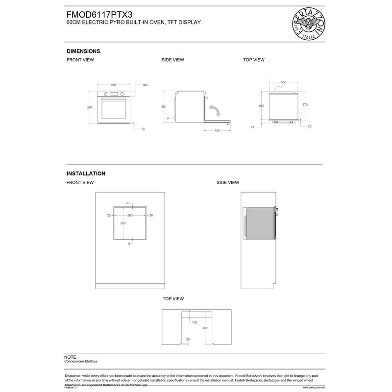 FMOD6117PTX3 Modern inbyggnadsugn med pyrolys 80 liter, rostfritt stål