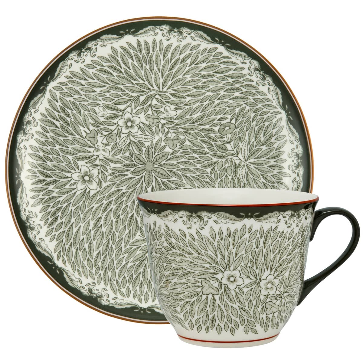Ostindia Floris mugg + tallrik, grön