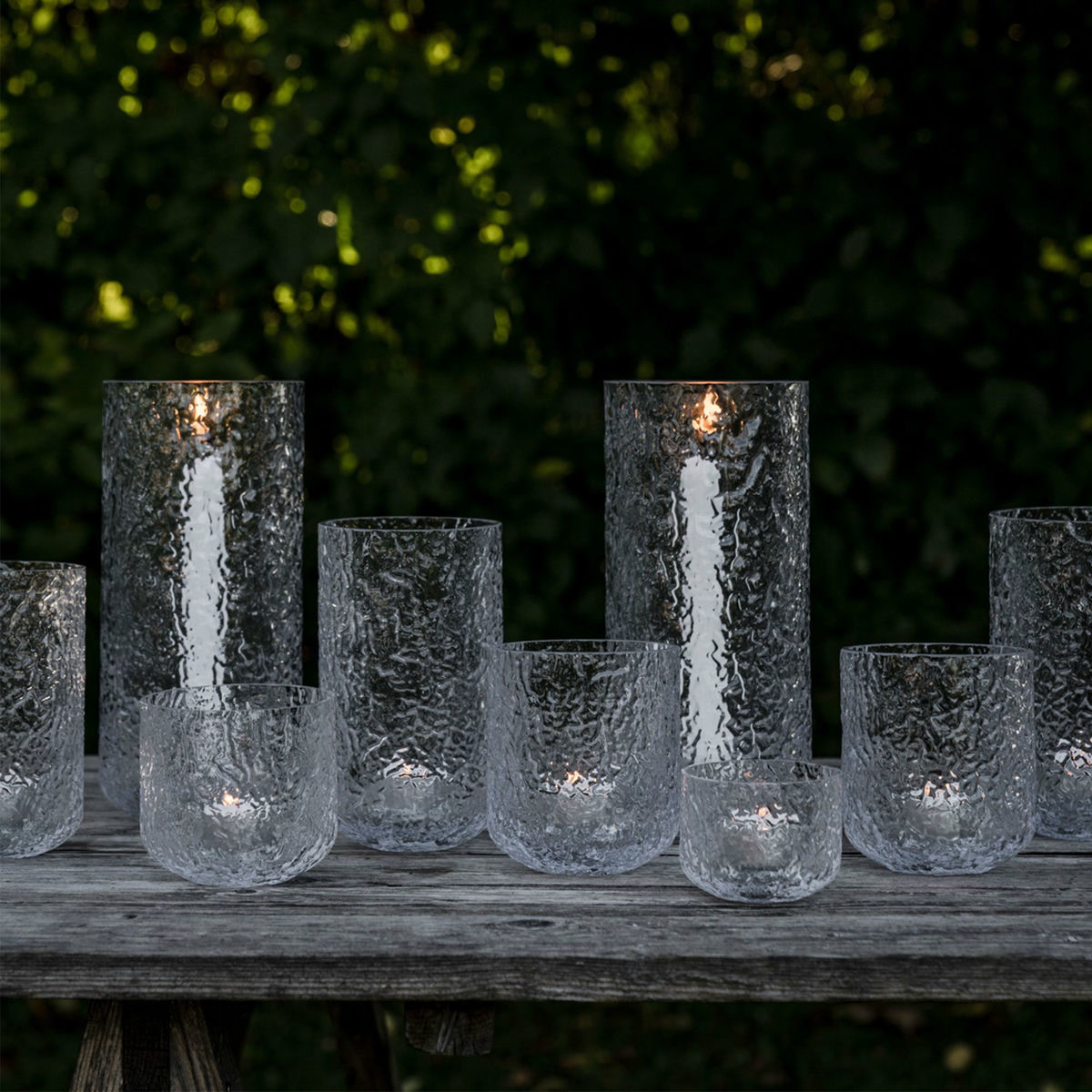 Lysestage 6 cm, mønstret glas