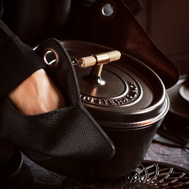 Grytlappar Läder Svart Par