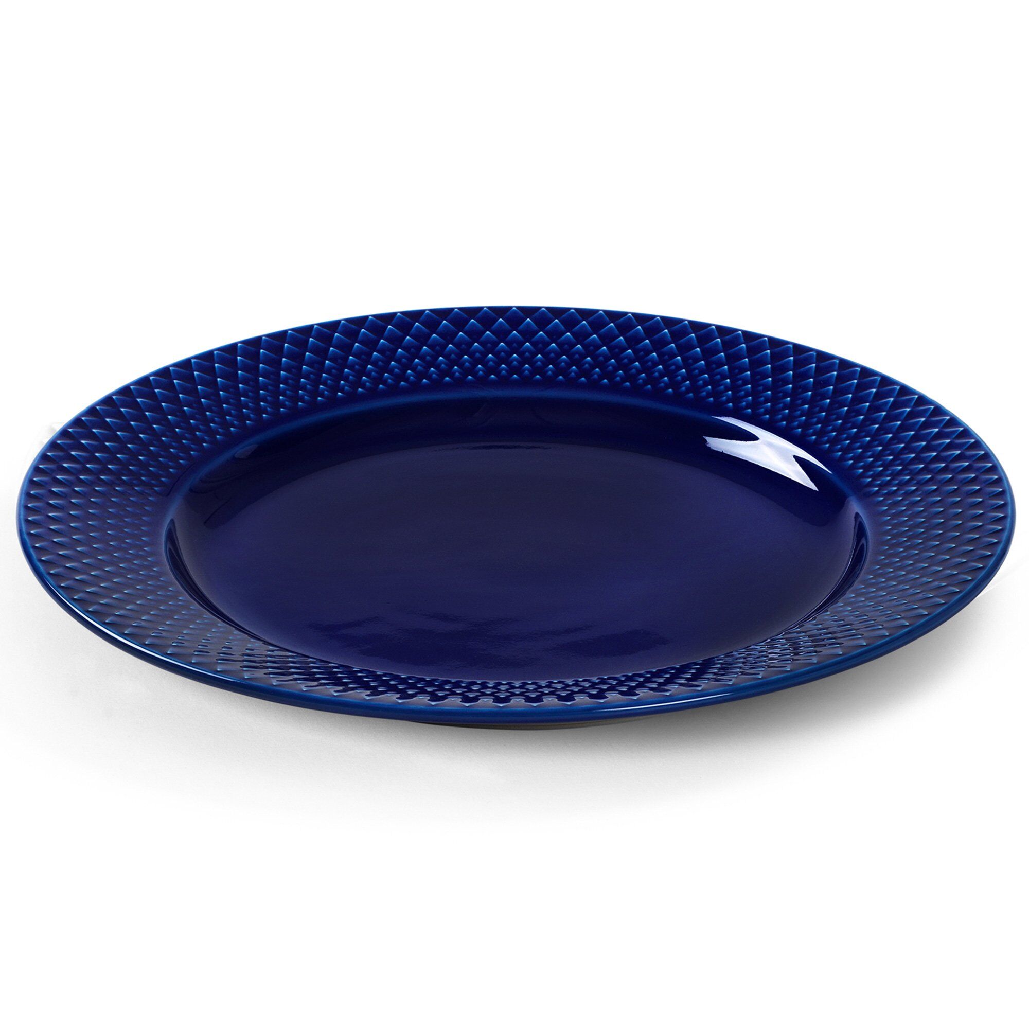 Lyngby Porcelæn Rhombe tallerken Ø 23 cm Mørkeblå
