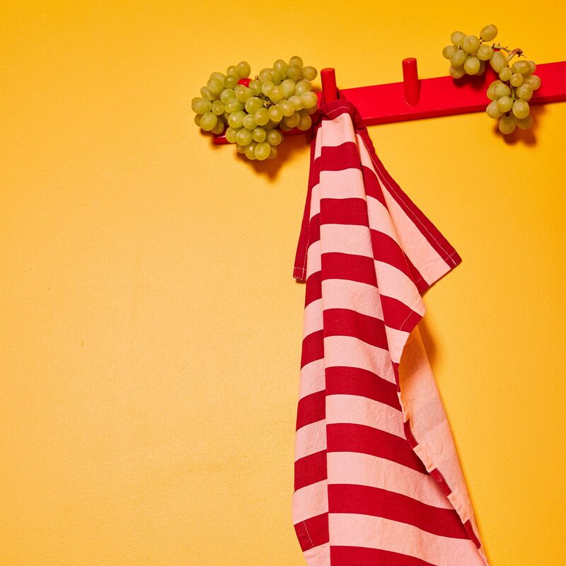 kökshandduk 2-pack, röd/rosa