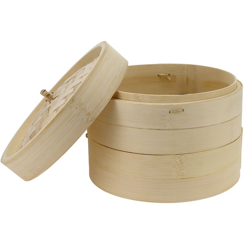 Höyrykeitin bambu 20 cm, 2-kerroksinen kannella
