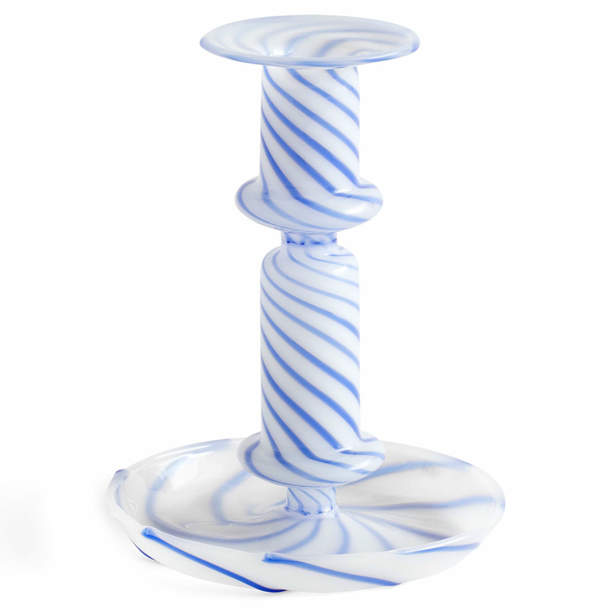 Flare Stripe Milk lysestake, medium, blå
