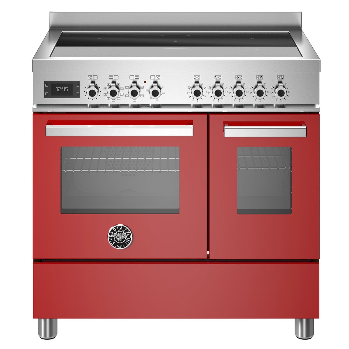 PRO95I2EROT Professional induktionskomfur med dobbeltovn, 90 cm, rød
