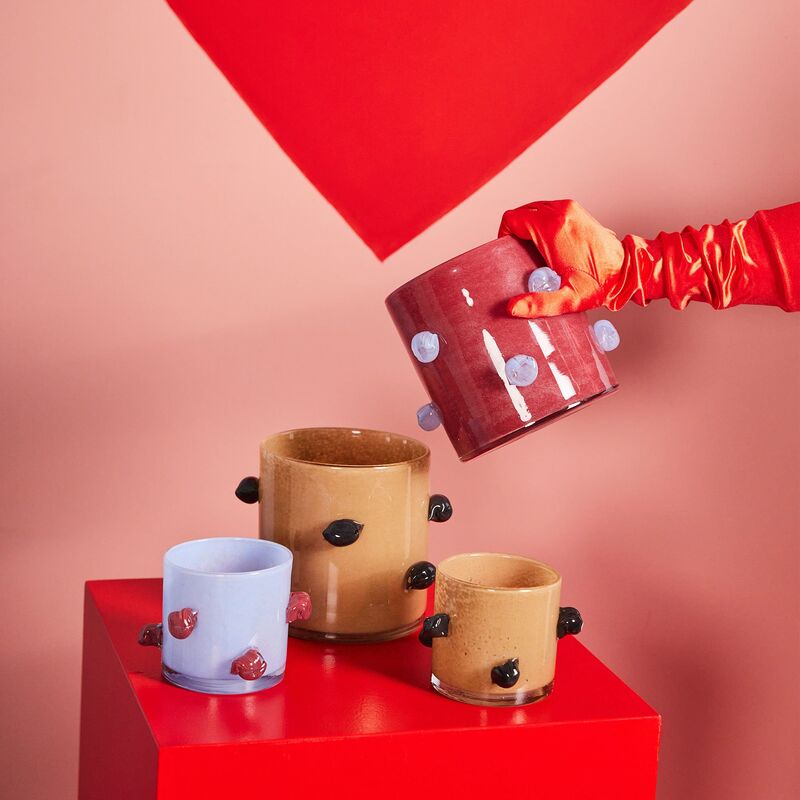 Arlo kynttilälyhty 15 cm, punainen/sininen