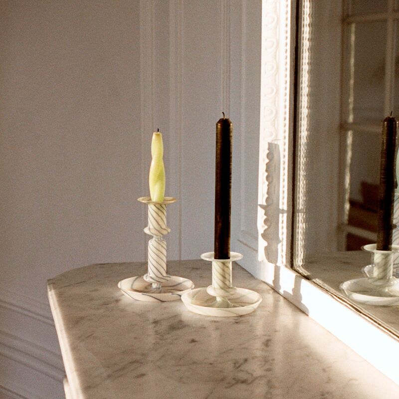 Flare Stripe Milk lysestage, small, grøn