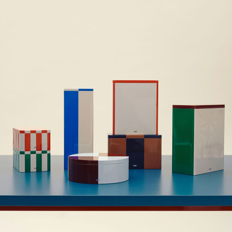 HAY Oppbevaringsboks rund, burgundy/isblå