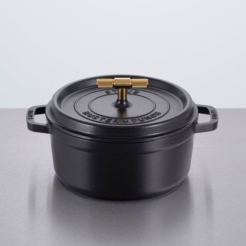 Buster+Punch rund gryte 24 cm, messingknott