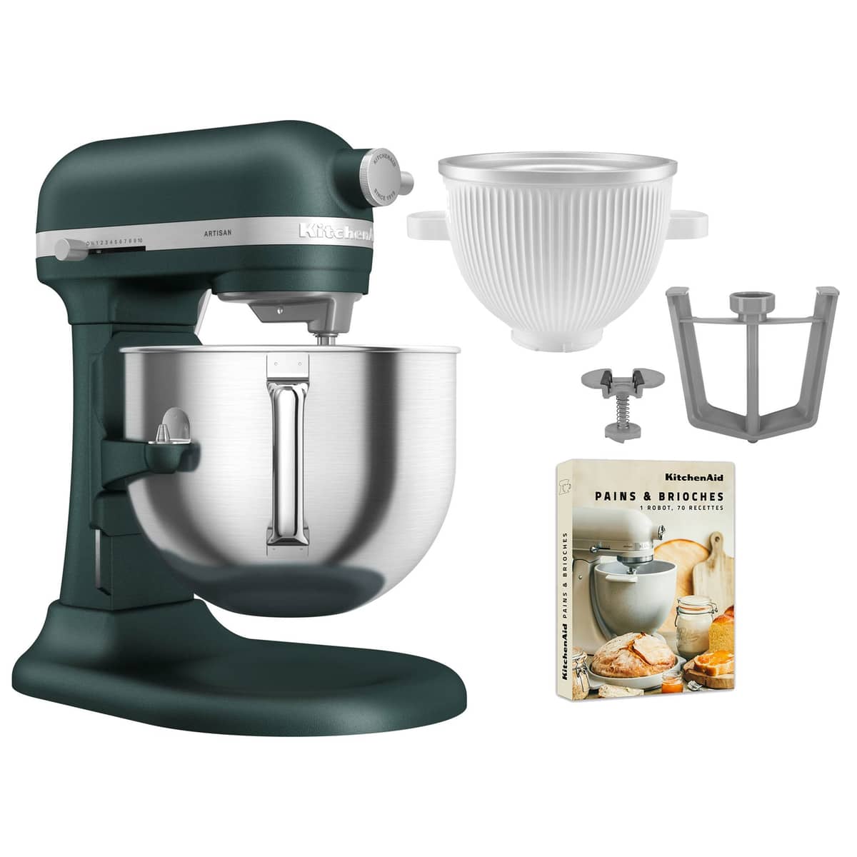 Artisan 5KSM70SHXE køkkenmaskine 6,6 liter + 5KSMICM Ice Cream Maker, pebbled palm