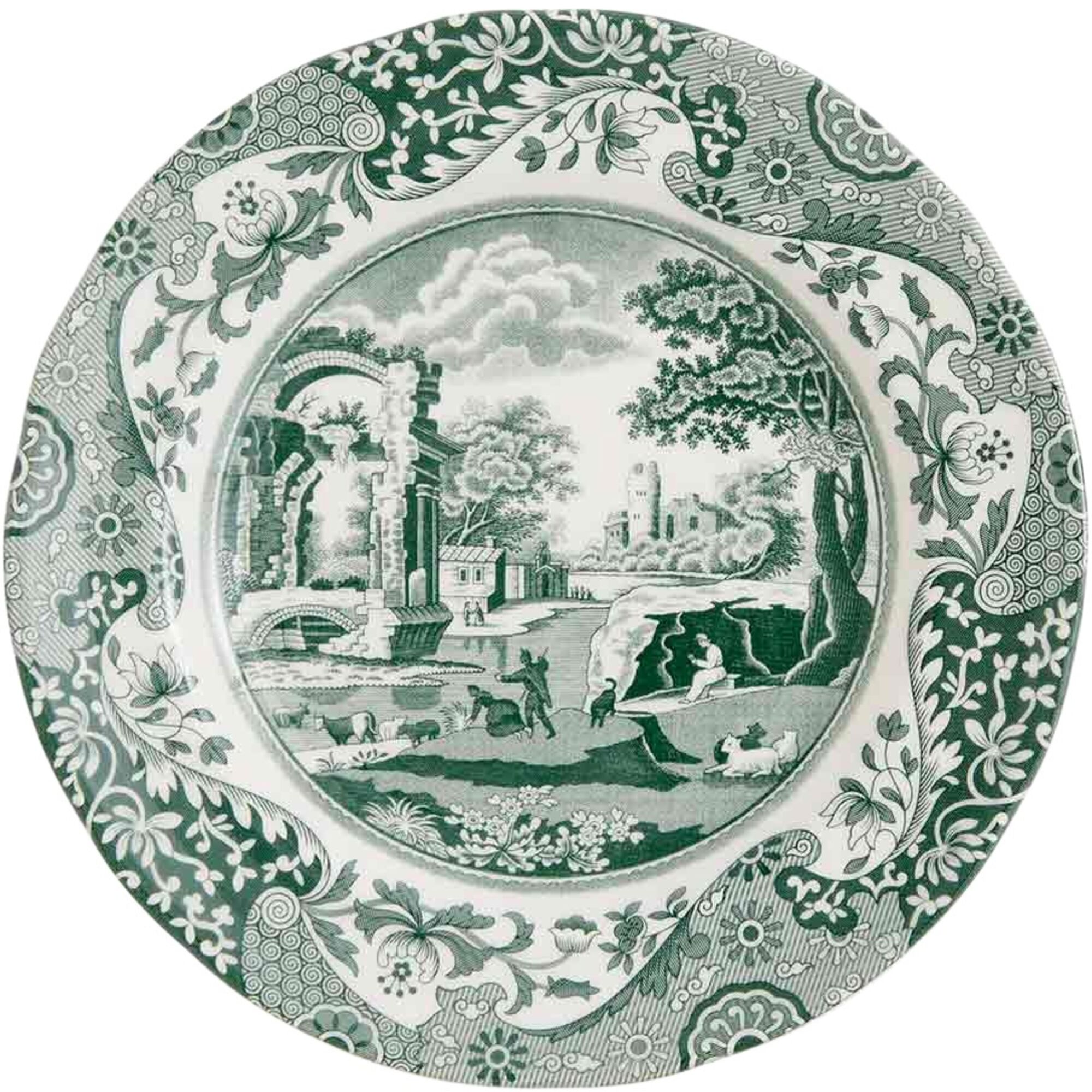 Spode Green Italian tallerken 15 cm, grøn/hvid