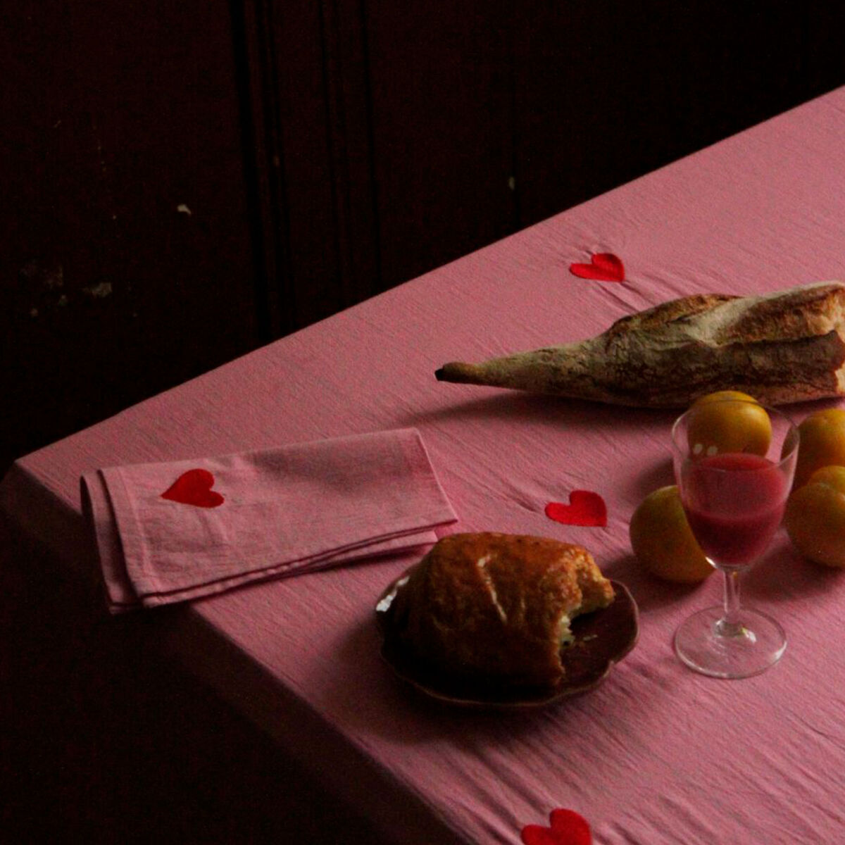 Midnatt Pöytäliina Pink Hearts Rosa 330x145 cm