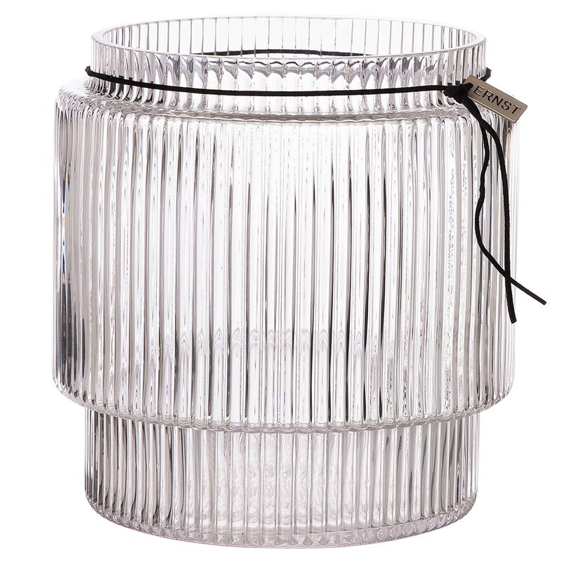 Glasvase med riflet struktur, 20 cm