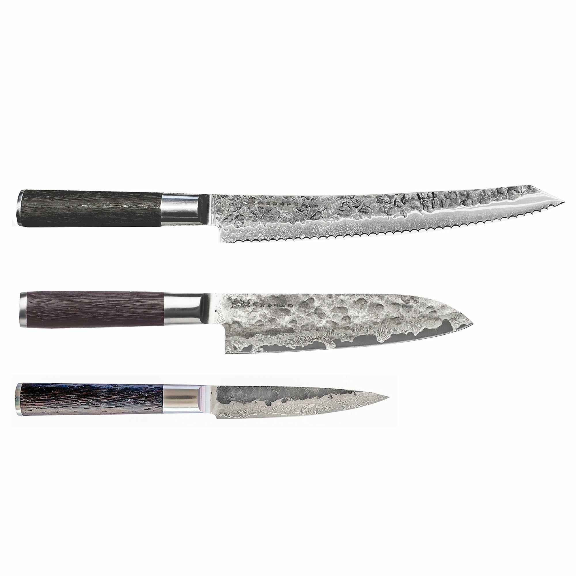 Kuro knivsett 3 deler (brødkniv, petty, santoku)