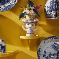 Lady with hat vase 20,5 cm, blå