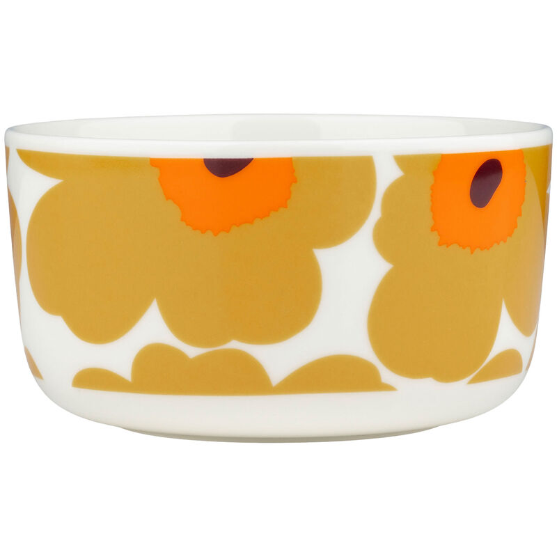 Marimekko Unikko skål 5 dl, hvit/karamell/oransje