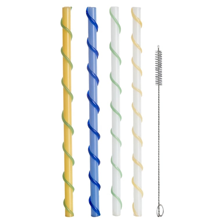 Produktfoto för ByOn - Straw celebrate sugrör långa 4-pack blå/vit/gul